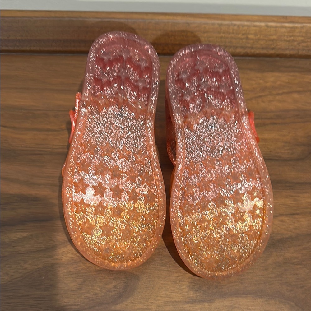 Glittery Orange & Pink Kids Jelly Sandals - Picture 3 of 3